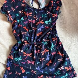 Colorful Dragonfly Print Kids Dress